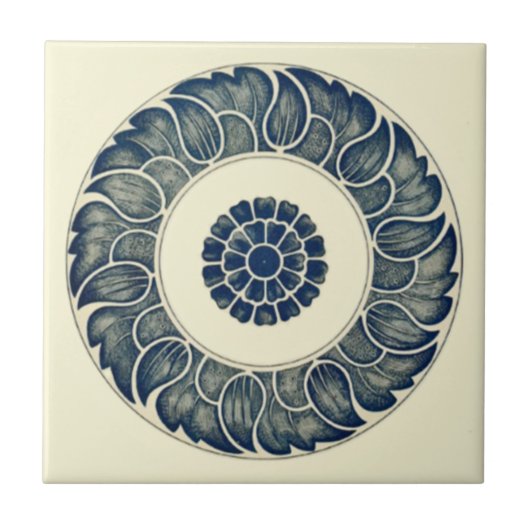 Chinesischer Blue Leaf Ring on White Background ~ Fliese (Vorderseite)