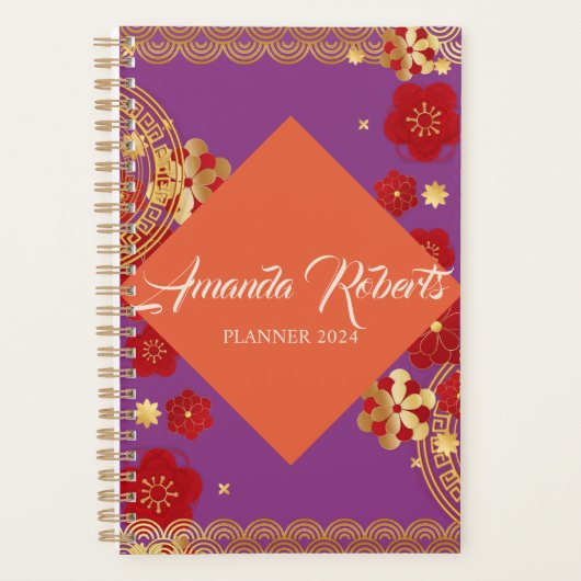 Chinesischer Blume-Planer für das neue Jahr 2024 Planer (Vorderseite)