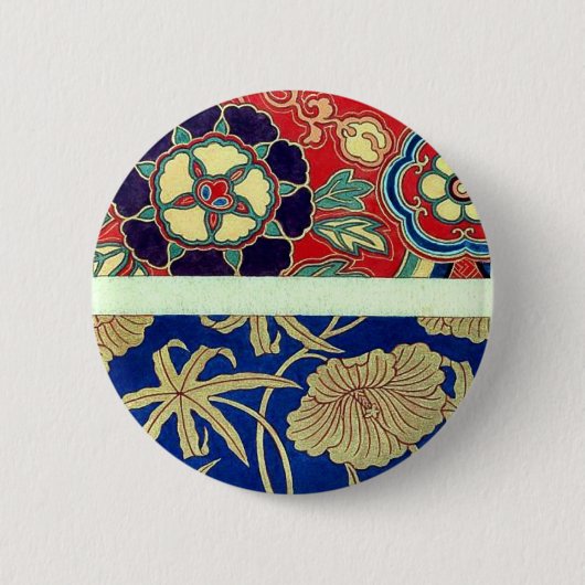 Chinesischer Brokat mit rotem Hintergrund Button (Vorderseite)