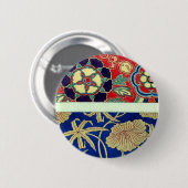 Chinesischer Brokat mit rotem Hintergrund Button (Vorne & Hinten)