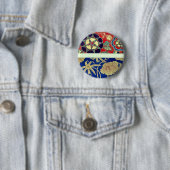 Chinesischer Brokat mit rotem Hintergrund Button (Beispiel)