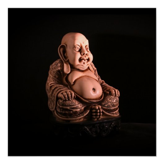 Chinesischer Buddha in Schwarz-Weiß Poster (Vorderseite)