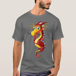 Chinesischer Cartoon-Drache in Rot und Gold T-Shirt