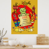 Chinesischer Cartoon für Neujahrsdrache Poster (Küche)
