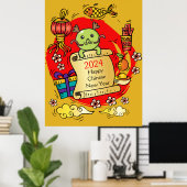 Chinesischer Cartoon für Neujahrsdrache Poster (Heimbüro)