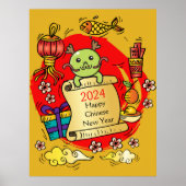 Chinesischer Cartoon für Neujahrsdrache Poster (Vorne)