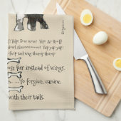 Chinesischer Cartoon-Hund mit Haube zitiert Geschirrtuch (Viertel Falte)