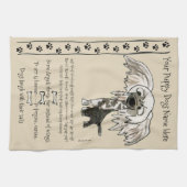 Chinesischer Cartoon-Hund mit Haube zitiert Geschirrtuch (Horizontal)