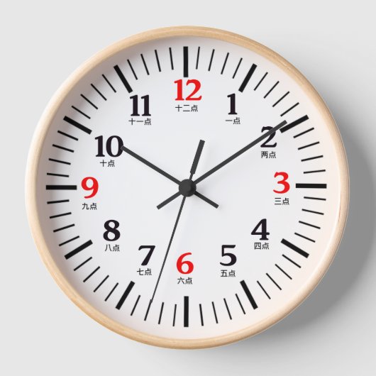 Chinesischer Charakter Schwarze Zahlen Uhr (Vorderseite)