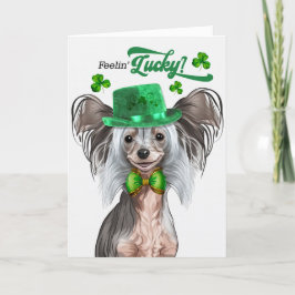 Chinesischer Crested Dog Feelin' Lucky St Patrick' Feiertagskarte