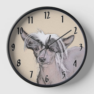 Chinesischer Crested Hairless Malerei Original Hun Uhr