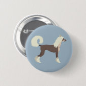 Chinesischer Crested Hund Button (Vorne & Hinten)