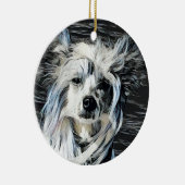 Chinesischer Crested Hund Keramik Ornament (Rechts)
