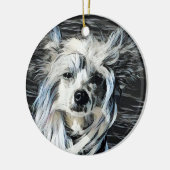Chinesischer Crested Hund Keramik Ornament (Links)