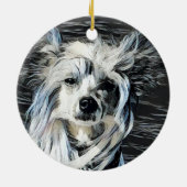 Chinesischer Crested Hund Keramik Ornament (Hinten)