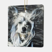 Chinesischer Crested Hund Keramikornament (Links)