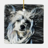 Chinesischer Crested Hund Keramikornament (Rückseite)