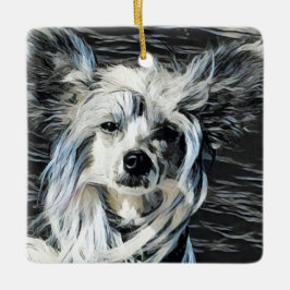 Chinesischer Crested Hund Keramikornament