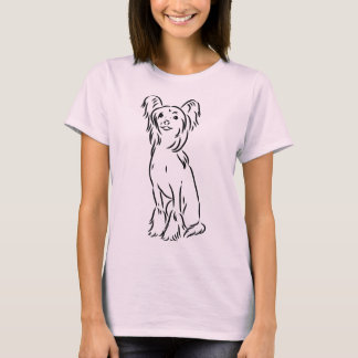 Chinesischer Crested Hund Linienkunst T-Shirt