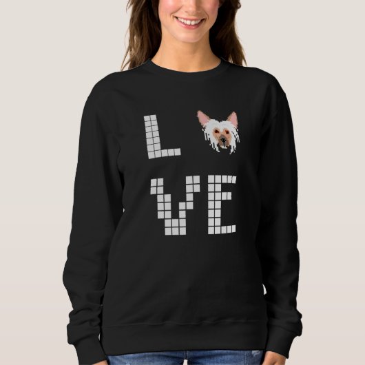Chinesischer Crested Hund Pixelkunst Sweatshirt (Vorderseite)