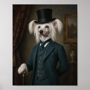 Chinesischer Crested-Hund Portraitdruck, viktorian Poster