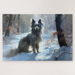 Chinesischer Crested Laßt es schneien Weihnachten Puzzle
