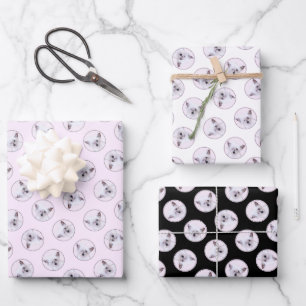 Chinesischer Crested Powderpuff Weiß Malerei Hund  Geschenkpapier Set