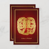 Chinesischer Doppelglückdrache / Phönix-UAWG RSVP Karte (Vorne/Hinten)