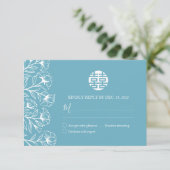 Chinesischer Doppelglücksfall Blumenhochzeit RSVP (Stehend Vorderseite)