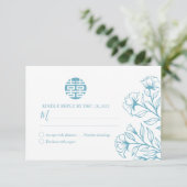 Chinesischer Doppelglücksfall Blumenhochzeit RSVP (Stehend Vorderseite)