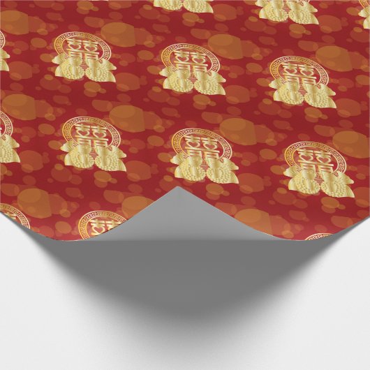 Chinesischer doppelter Glück Koi Geschenkpapier (Ecke)