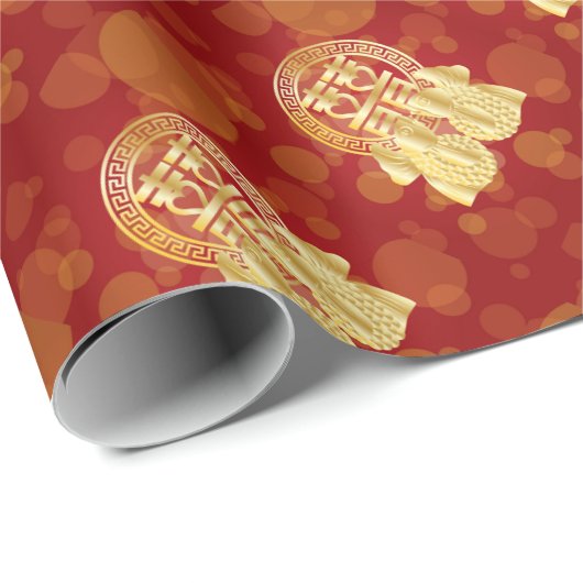 Chinesischer doppelter Glück Koi Geschenkpapier (Rolleneckpunkt)