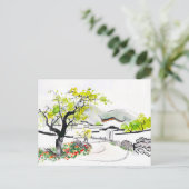 Chinesischer Dorfblick mit traditionellem Tempel Postkarte (Stehend Vorderseite)