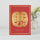 Chinesischer Double Happiness Dragon / Phoenix Hoc Einladung (Stehend Vorderseite)