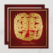 Chinesischer Double Happiness Dragon / Phoenix Hoc Einladung (Vorne/Hinten)