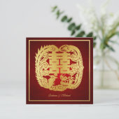 Chinesischer Double Happiness Dragon / Phoenix Hoc Einladung (Stehend Vorderseite)