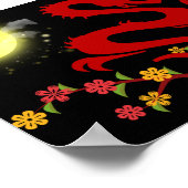 Chinesischer Drache - auffallendes Poster mit Mond (Ecke)
