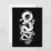 Chinesischer Drache aus dem weißen Tribal auf schw Postkarte (Vorne/Hinten)