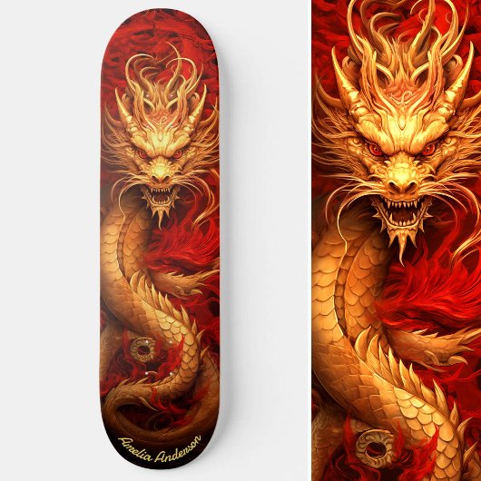 Chinesischer Drache aus Red & Gold Skateboard