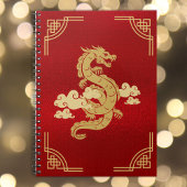 Chinesischer Drache aus Rot und Gold Notizblock