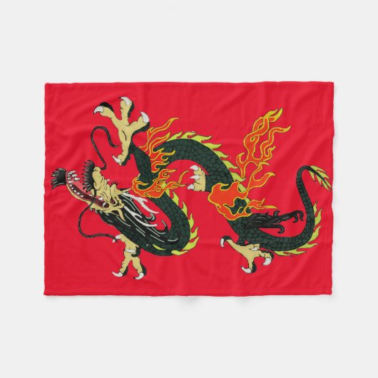 Chinesischer Drache Black Fleece Blanket (Vorderseite (Horizontal))