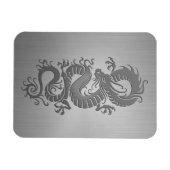 Chinesischer Drache, Effekt aus rostfreiem Stahl Magnet (Horizontal)