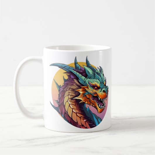 Chinesischer Drache farbiger Cartoon Kaffeetasse (Links)