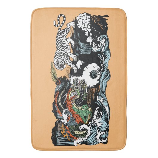 Chinesischer Drache gegen Tiger Badematte (Vorderseite Vertikal)