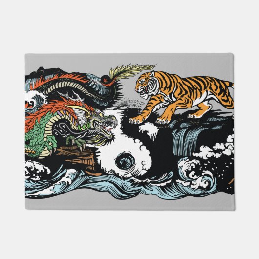 Chinesischer Drache gegen Tiger Fußmatte (Vorderseite)