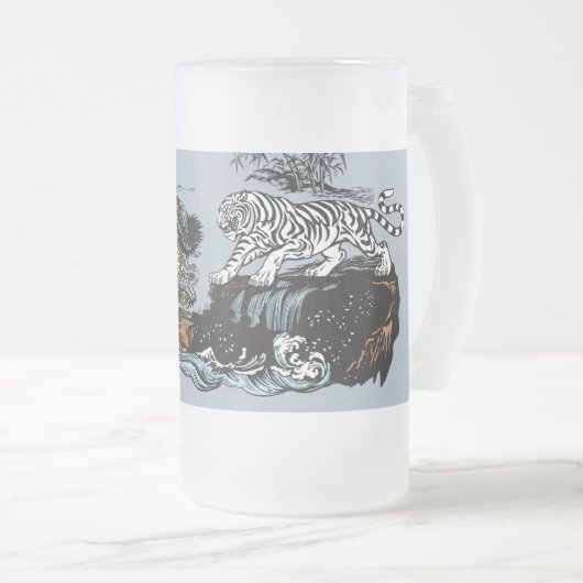 Chinesischer Drache gegen WhiteTiger Mattglas Bierglas (VorderseiteRechts)