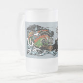 Chinesischer Drache gegen WhiteTiger Mattglas Bierglas (Vorderseite Links)