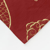 Chinesischer Drache Gold und Dunkelrot Fleecedecke (Ecke)