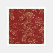 Chinesischer Drache Gold und Dunkelrot Serviette (Vorderseite)