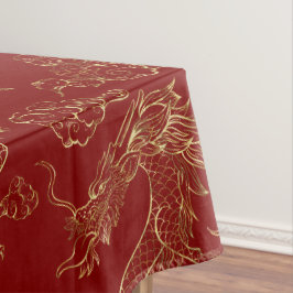 Chinesischer Drache Gold und Dunkelrot Tischdecke